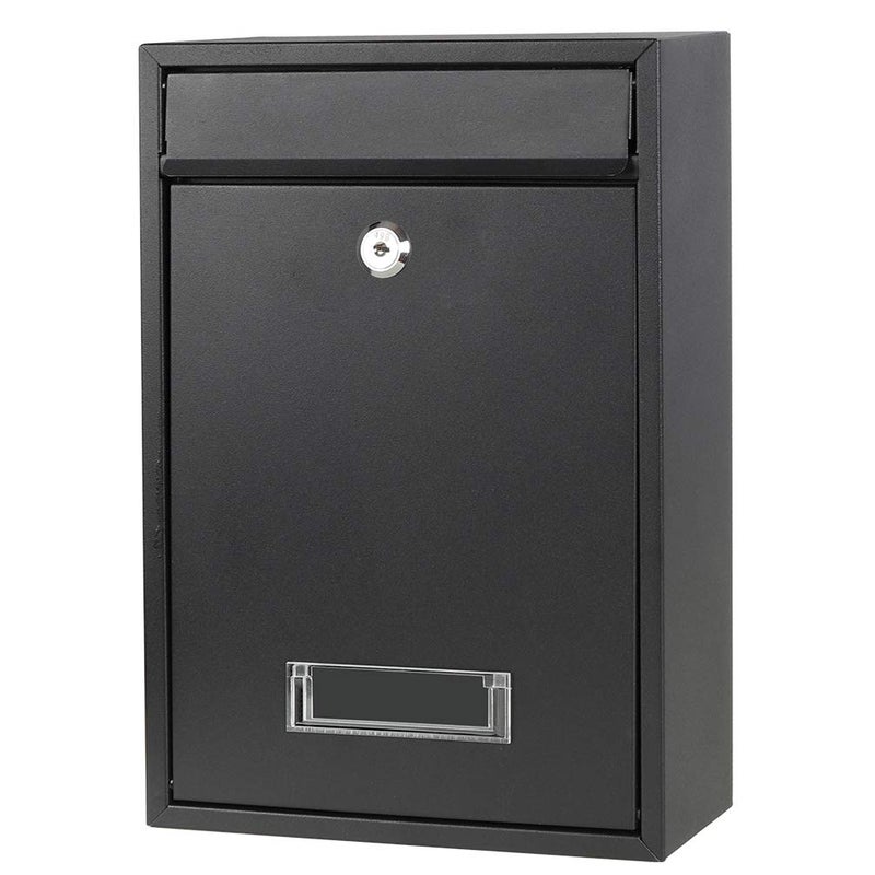 Decaller Wall Mounted Mailboxes with Rust-Proof Cover, Decaller Outdoor Key Locking Mail Box, 12 3/5" x 8 1/2" x 3 2/5", Black - Image 1